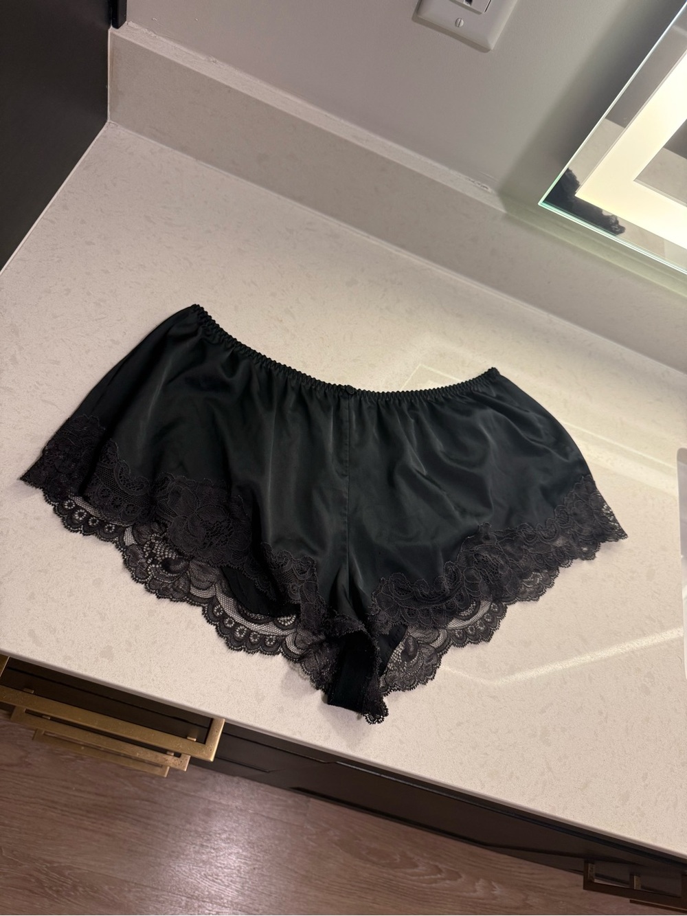 Skims Satin Lace Trimmed Shorts